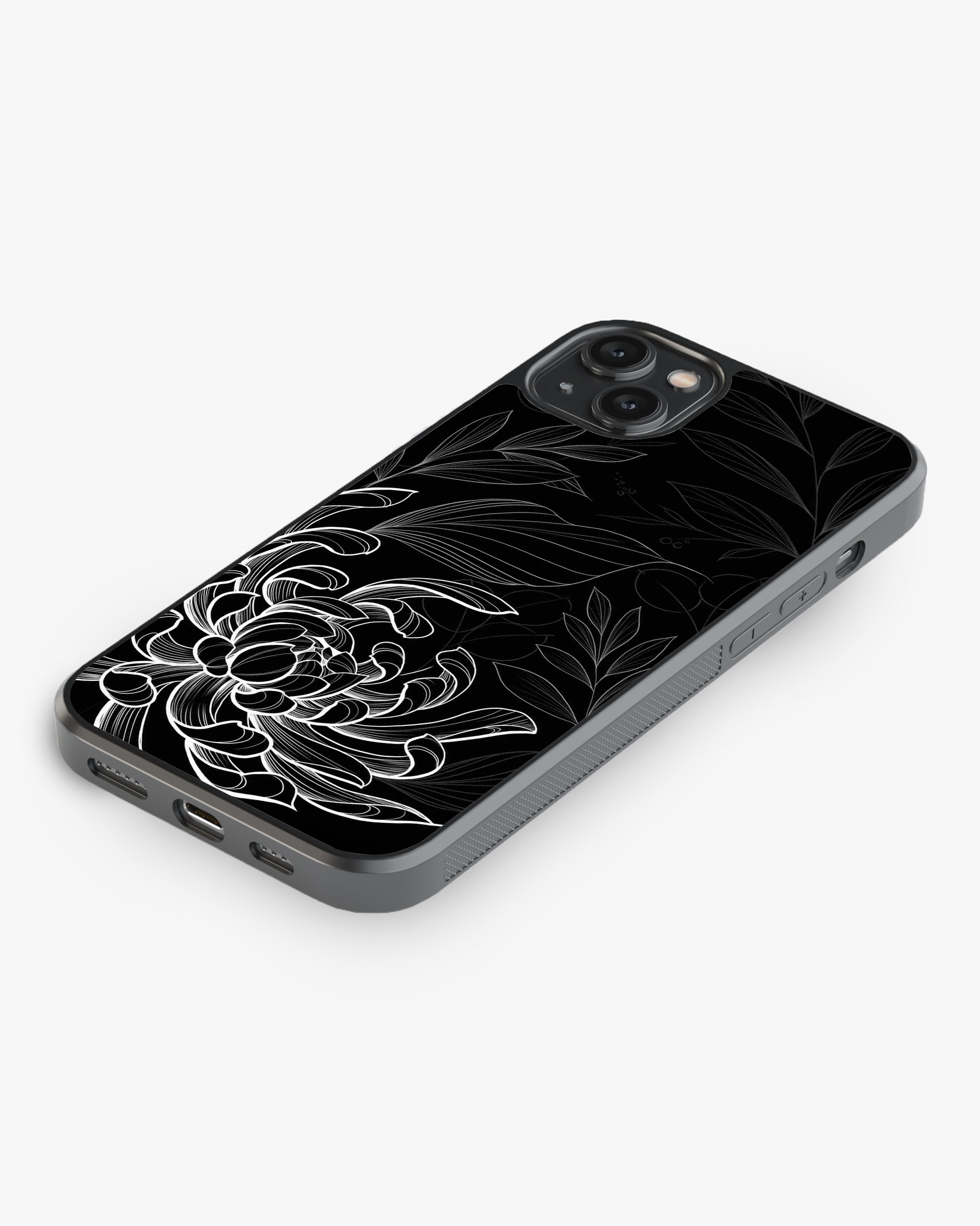 Midnight Bloom – Black & White Minimal Floral Premium Phone Cover Glass Case