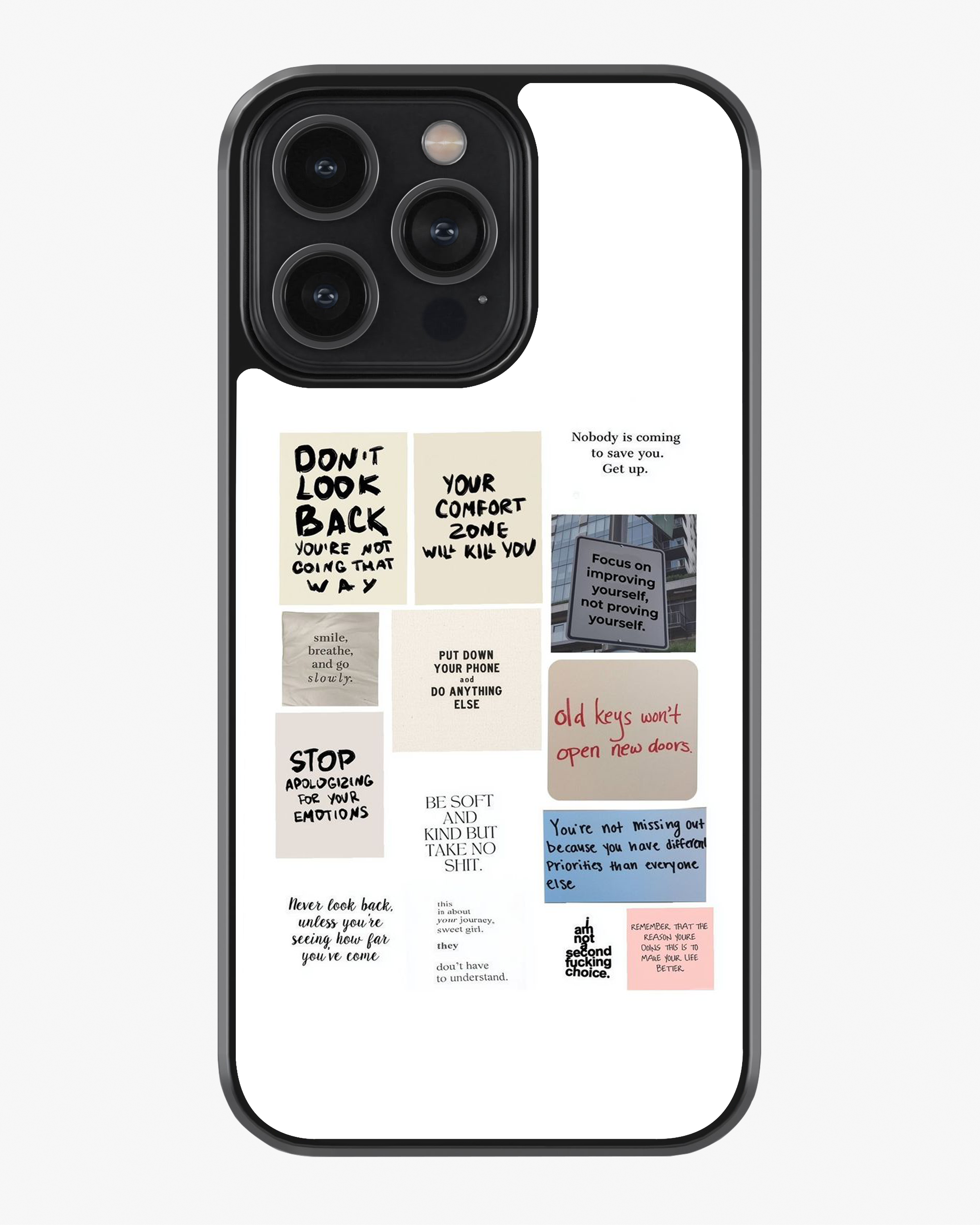 Positive Vibes Quote Collage Phone Cover Glass Case
