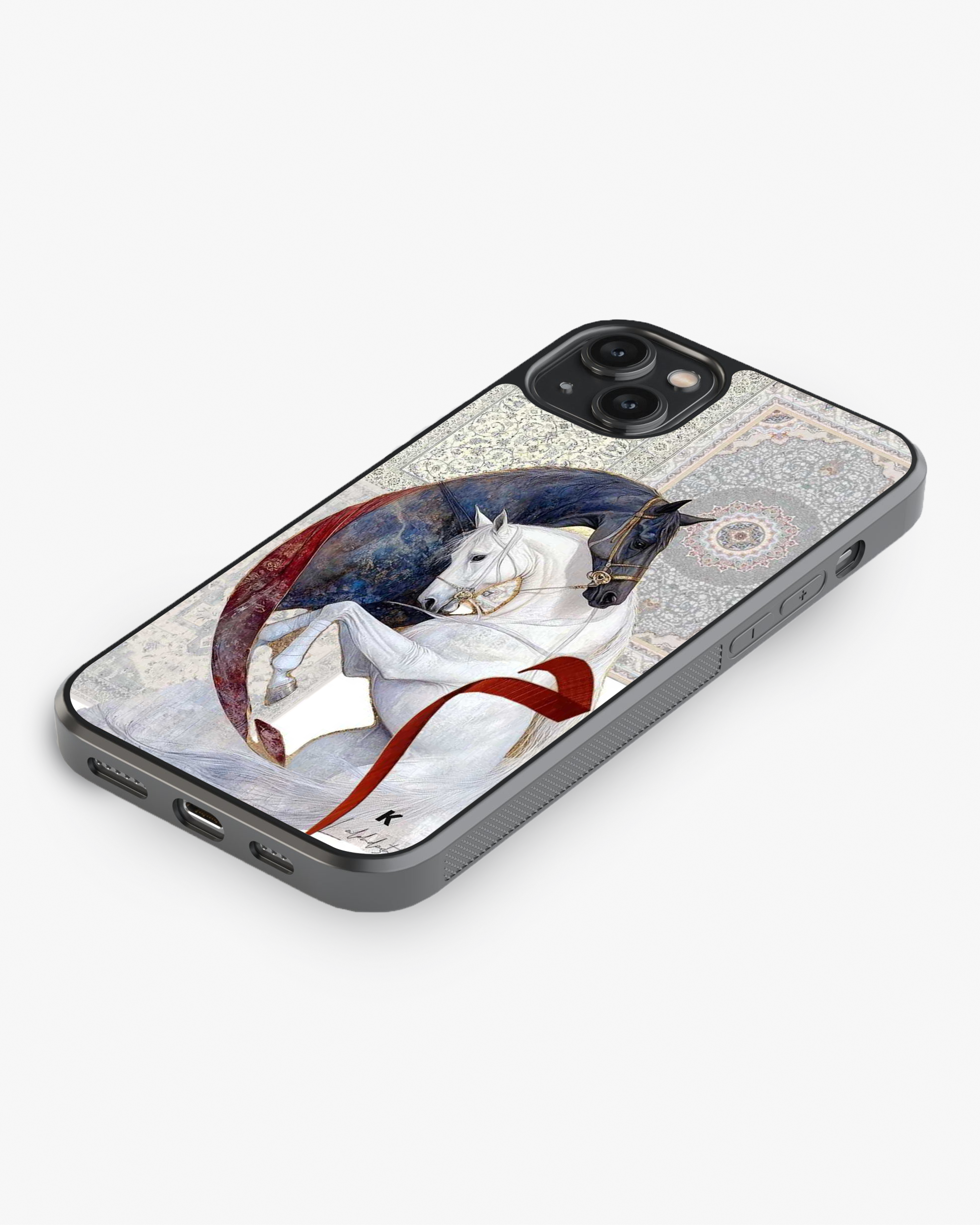 Royal Unity – Dual Horse Art Phone Cover Glass Case