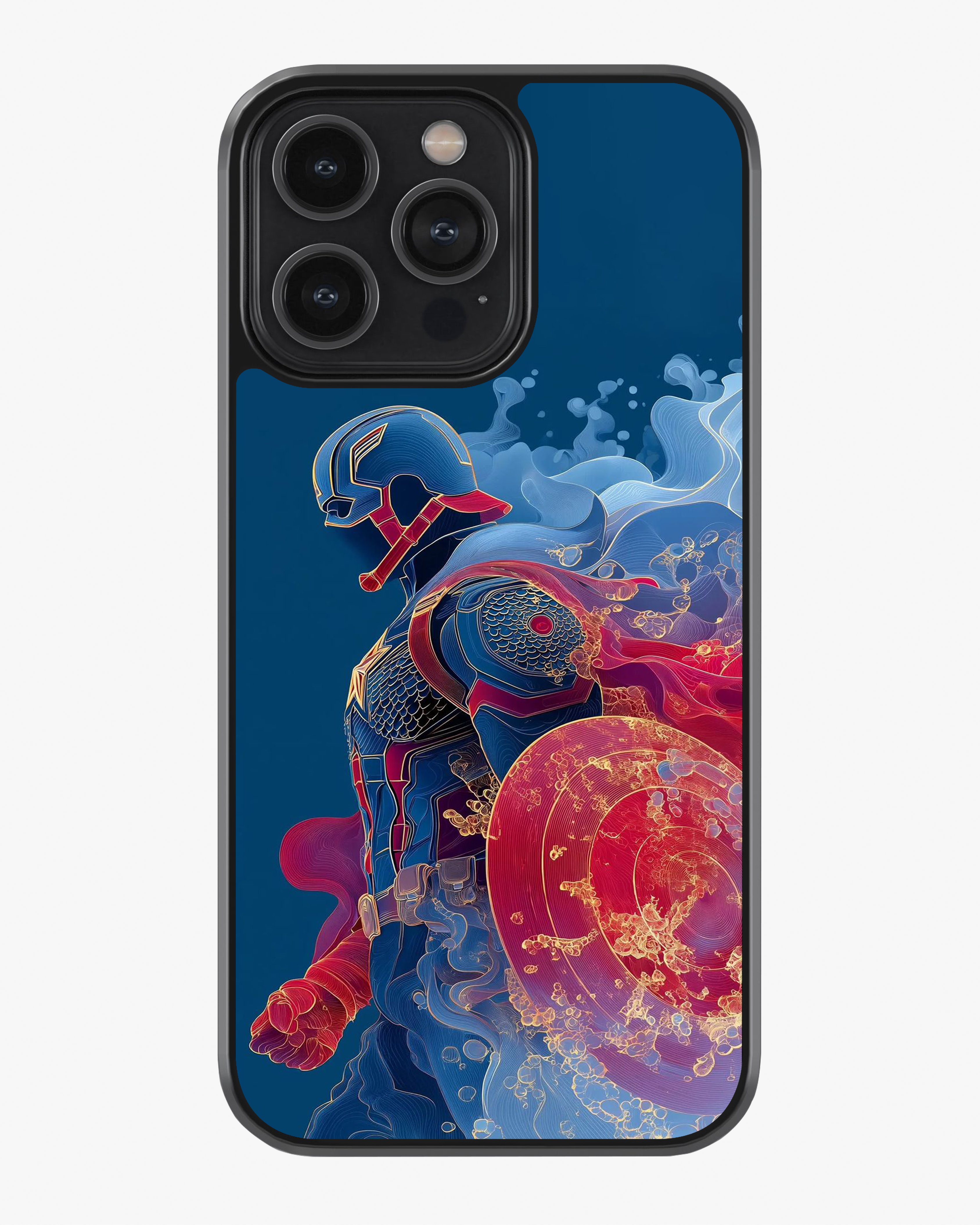 Blue Warrior Shield Style Edition Phone Cover Glass Case