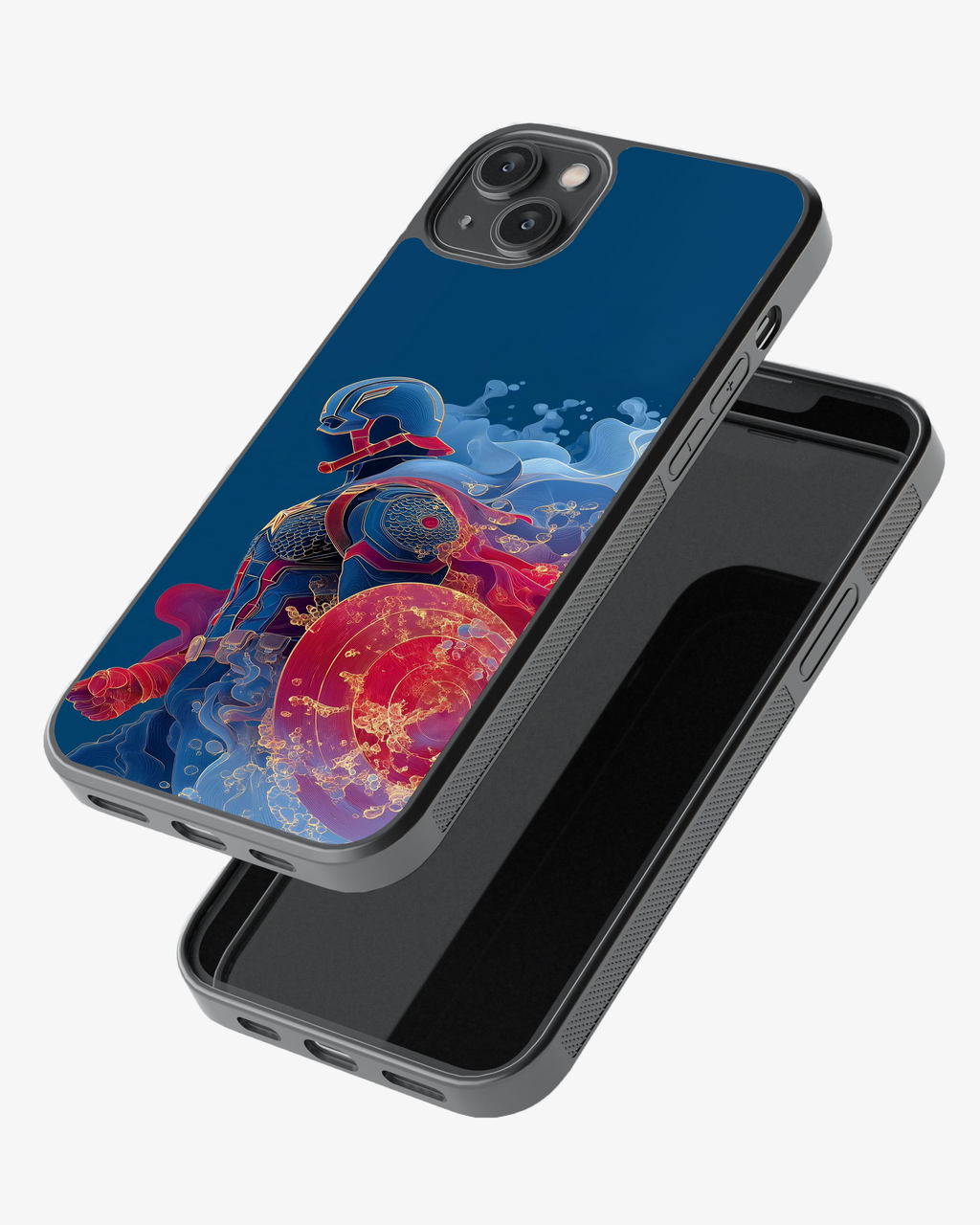 Blue Warrior Shield Style Edition Phone Cover Glass Case