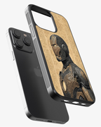 Golden Engraved Iron Man Phone Cover Glass Case