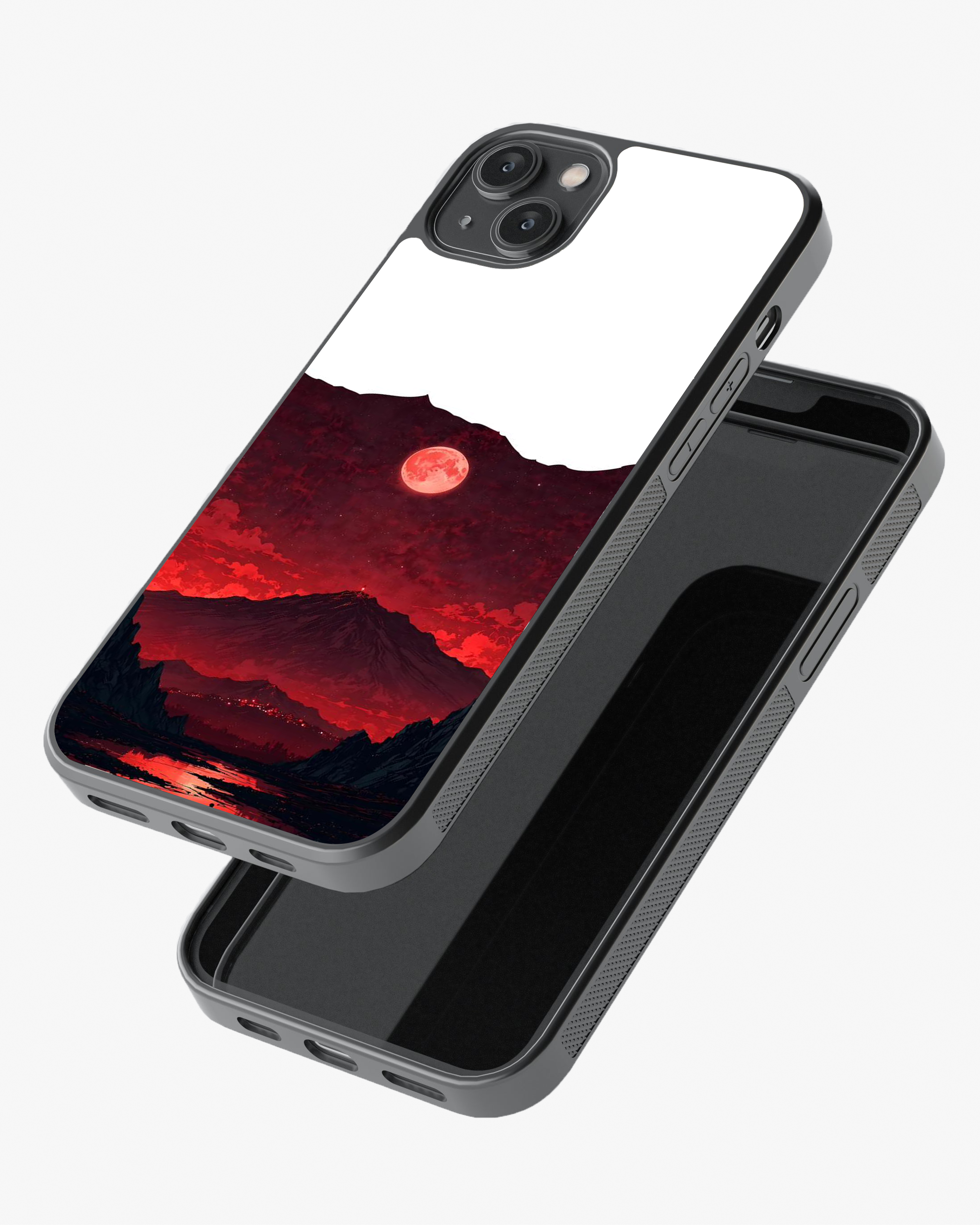 Crimson Moon Lava Landscape Phone Cover Glass Case