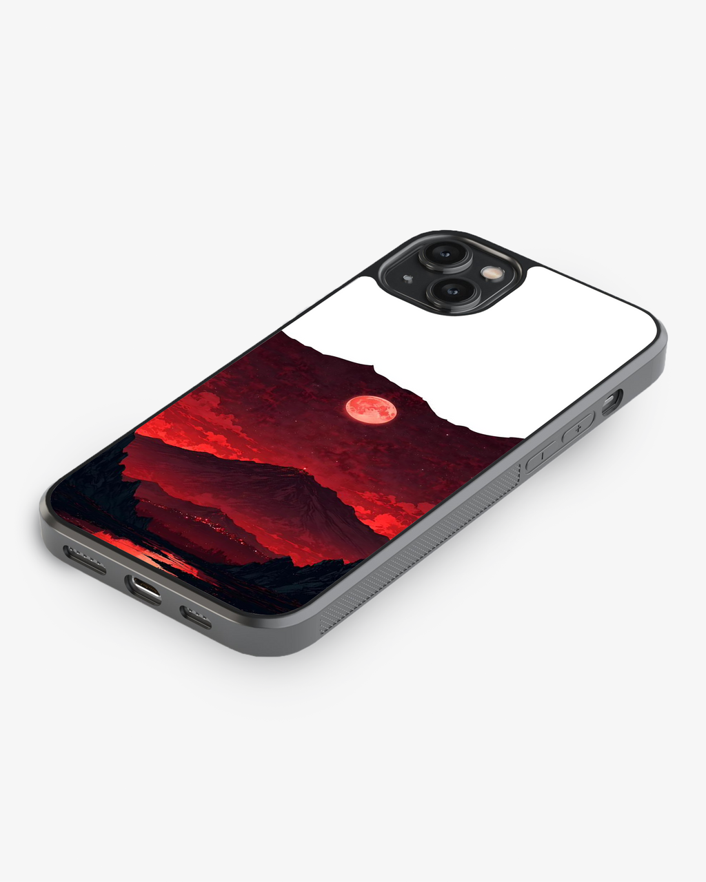 Crimson Moon Lava Landscape Phone Cover Glass Case